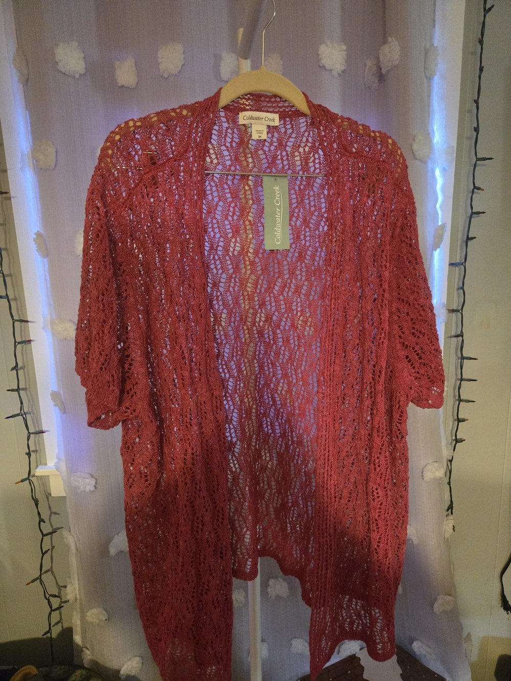 Coldwater Creek Raspberry Open Knit Cardigan NWT 3X